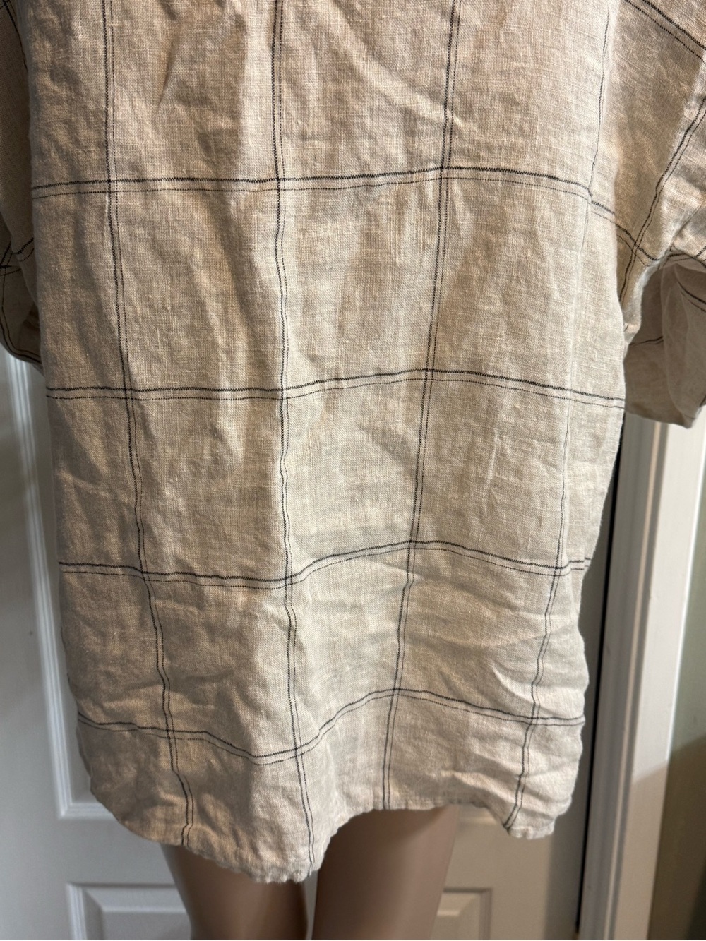 Eileen Fisher Womens Rustic Organic Linen Windowpane Bateau Neck Box Top Size L - Picture 6 of 12